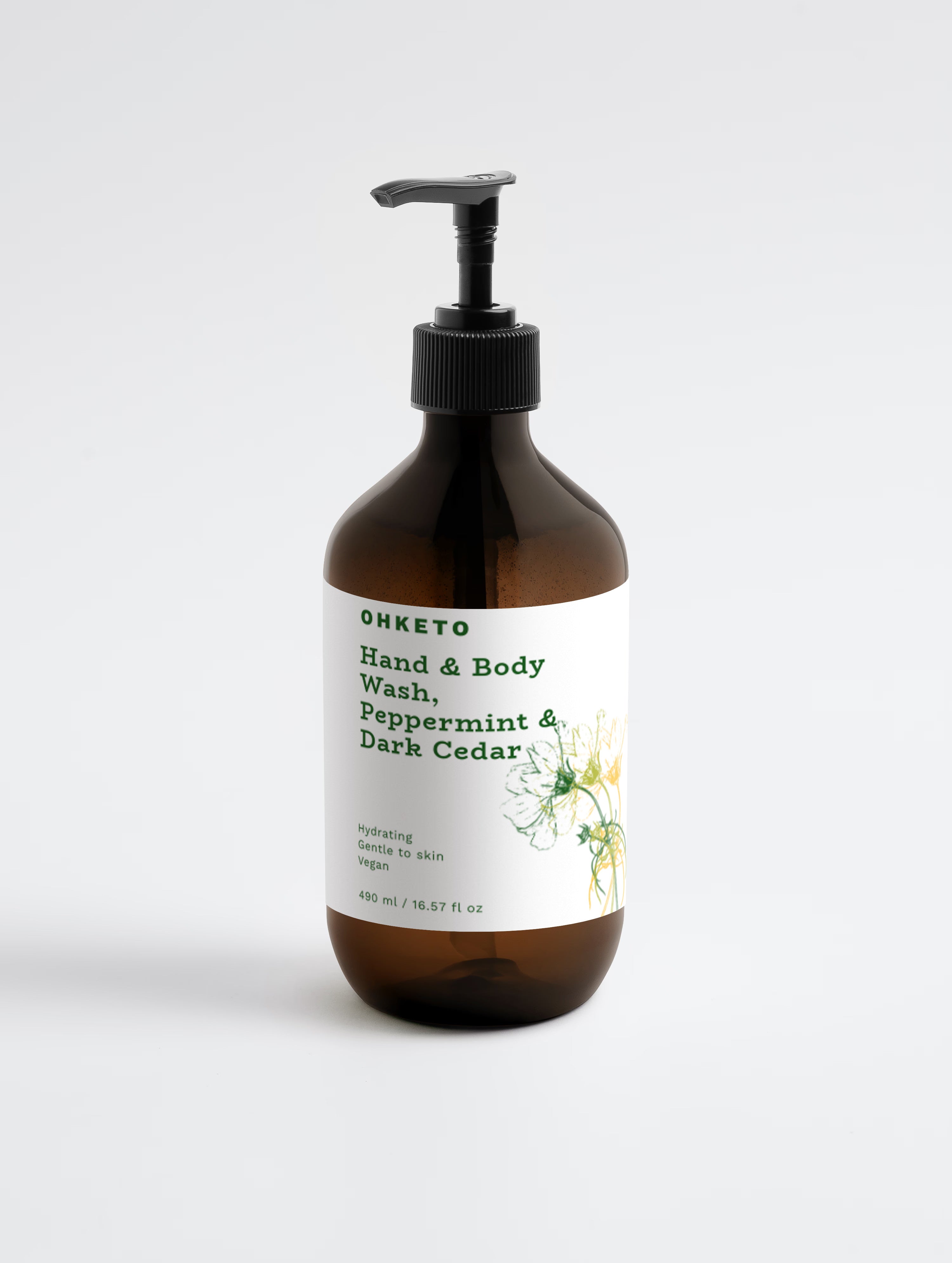 Hand & Body Wash, Peppermint & Dark Cedar